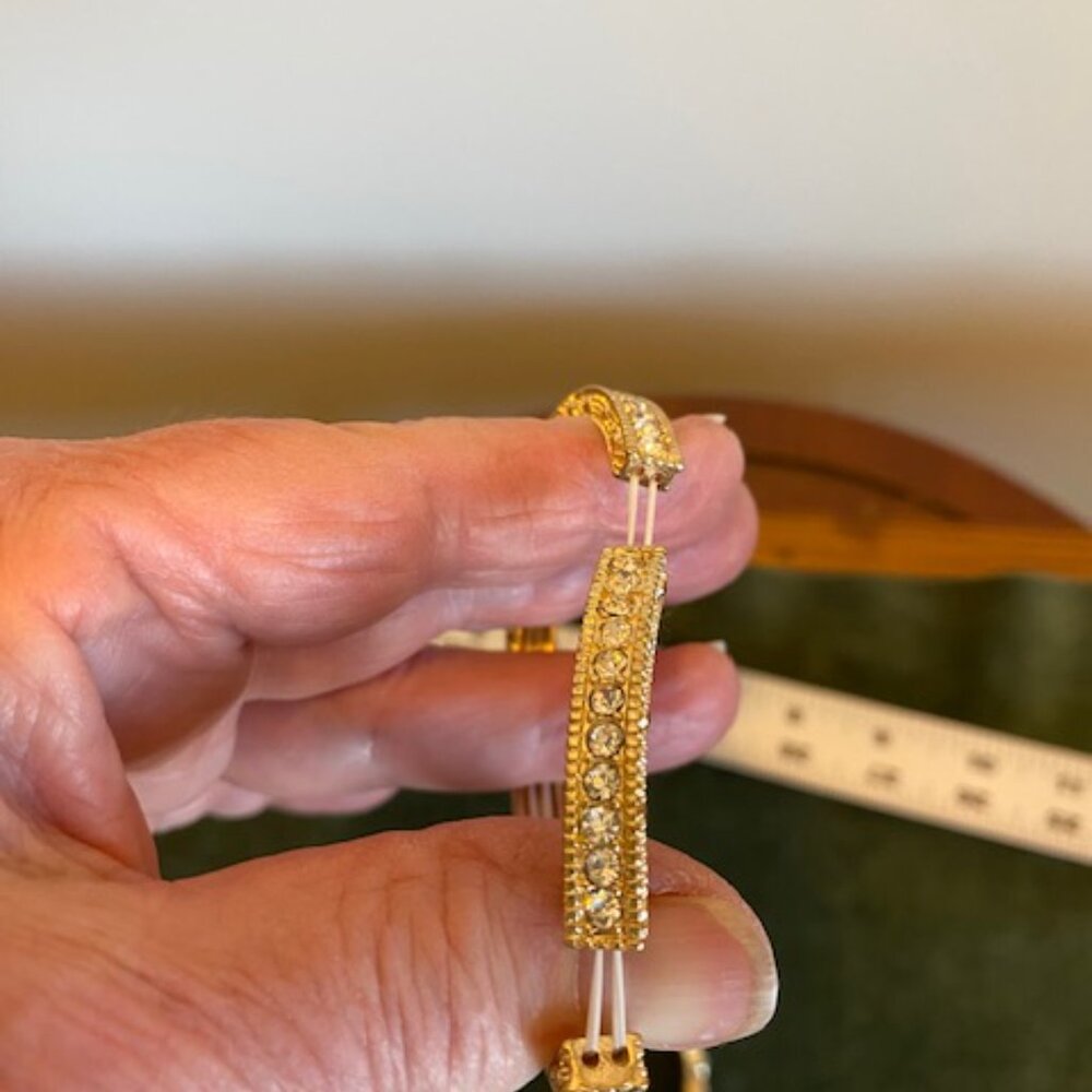 4 Natasha Rhinestone Infinity Stack Bracelets - Gold tone - Picture 8 of 9